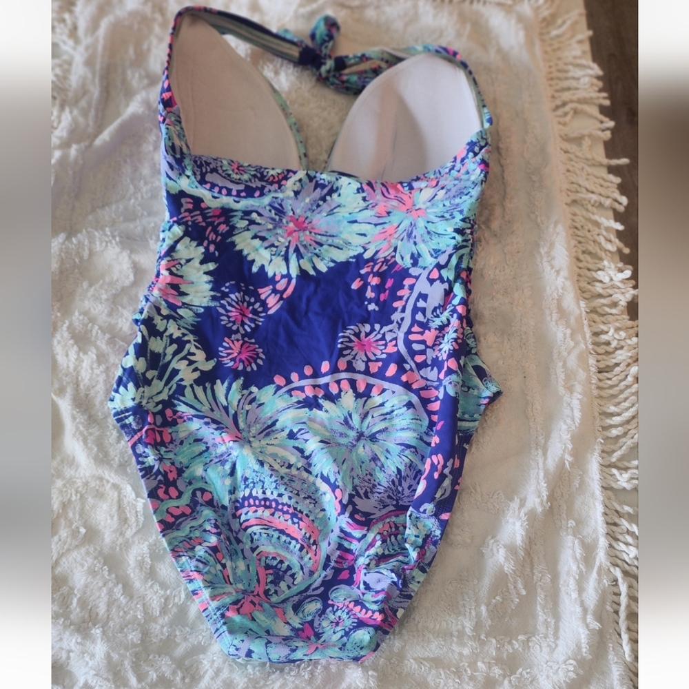 Lilly Pulitzer Lanai Halter Vibrant Multicolor Halter Swimsuit 6 Bx 1 - Picture 2 of 5